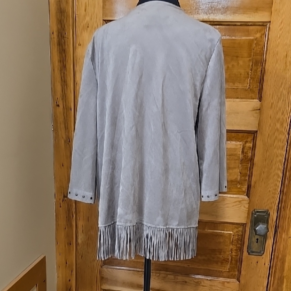 Ruby Rd Tan Western Fringe Jacket 3/4 Sleeve 8 - Picture 4 of 4